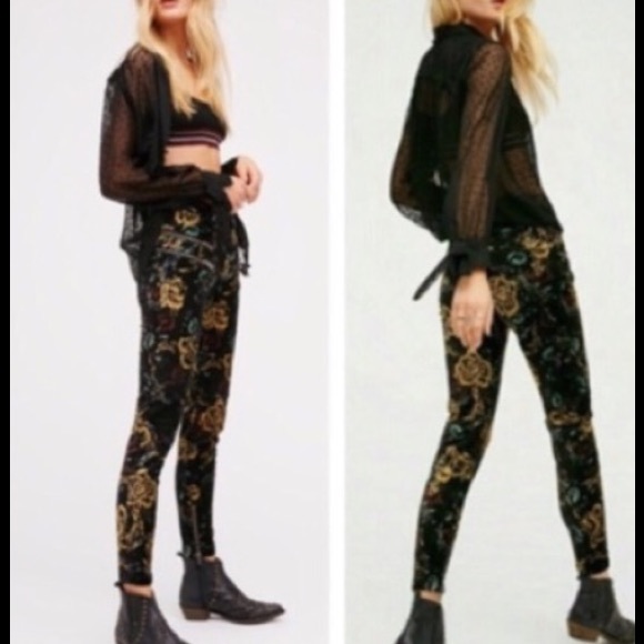 NWOT FREE PEOPLE Velvet Moto Jeans - Picture 5 of 5